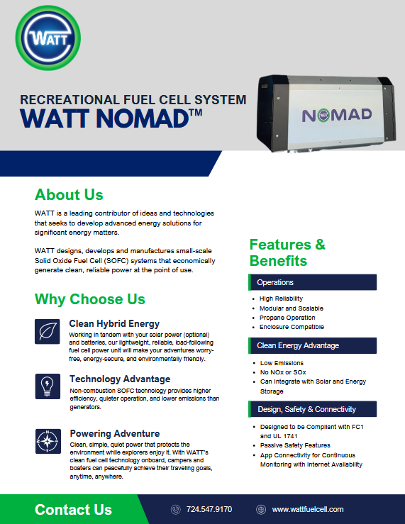 WATT NOMAD Specifications Sheet