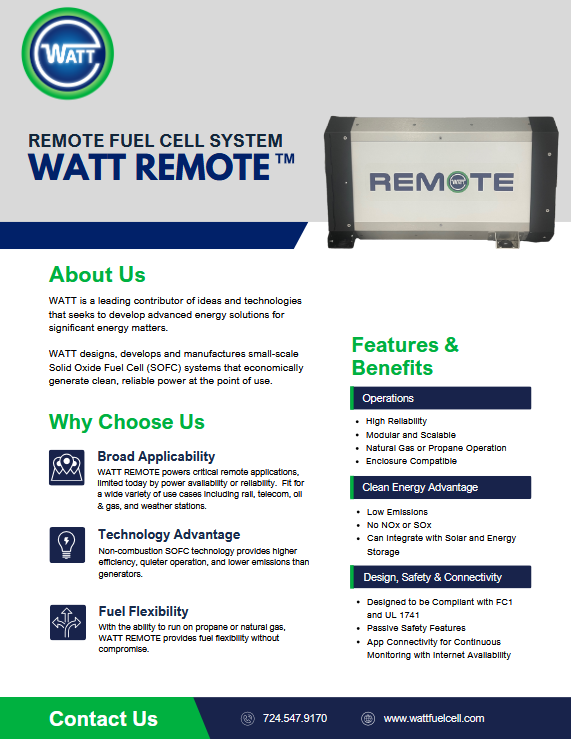 WATT Remote Specifications Sheet WATT Remote Specifications Sheet